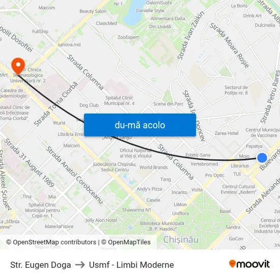 Harta de Str. Eugen Doga către Usmf - Limbi Moderne
