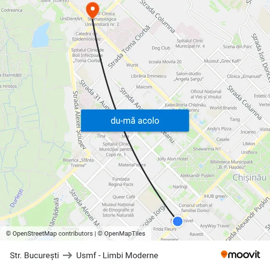 Harta de Str. București către Usmf - Limbi Moderne