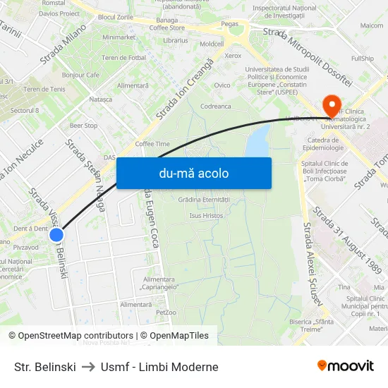 Harta de Str. Belinski către Usmf - Limbi Moderne