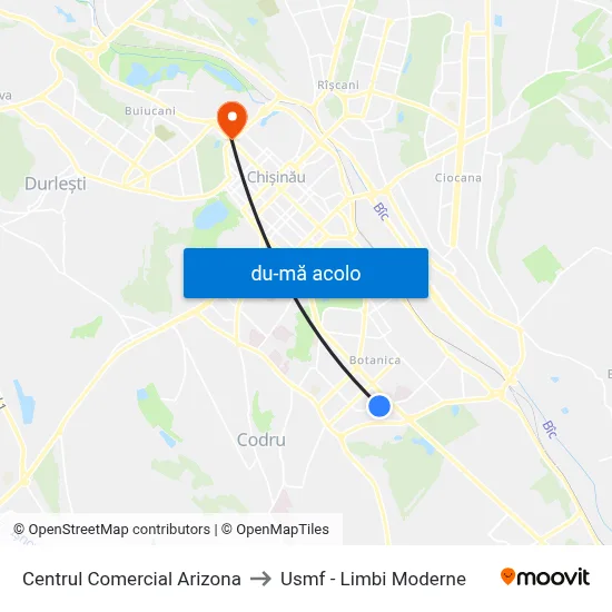 Harta de Centrul Comercial Arizona către Usmf - Limbi Moderne