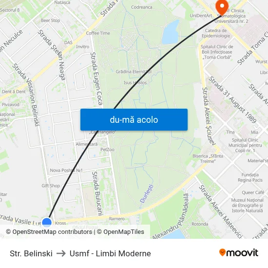 Harta de Str. Belinski către Usmf - Limbi Moderne