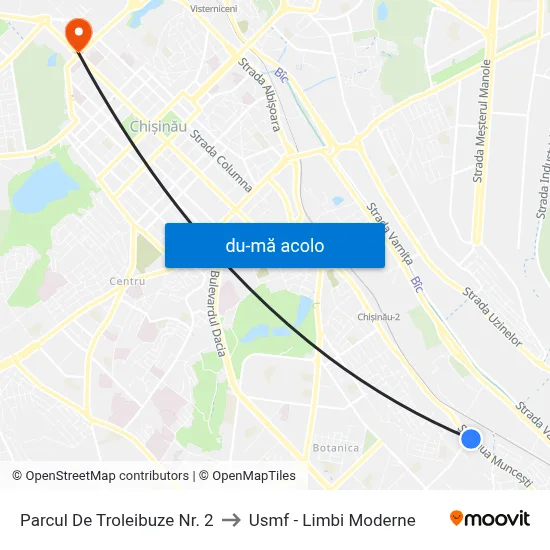 Harta de Parcul De Troleibuze Nr. 2 către Usmf - Limbi Moderne