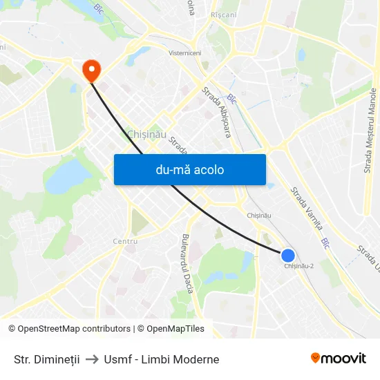 Harta de Str. Dimineții către Usmf - Limbi Moderne