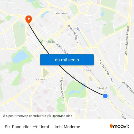 Harta de Str. Pandurilor către Usmf - Limbi Moderne