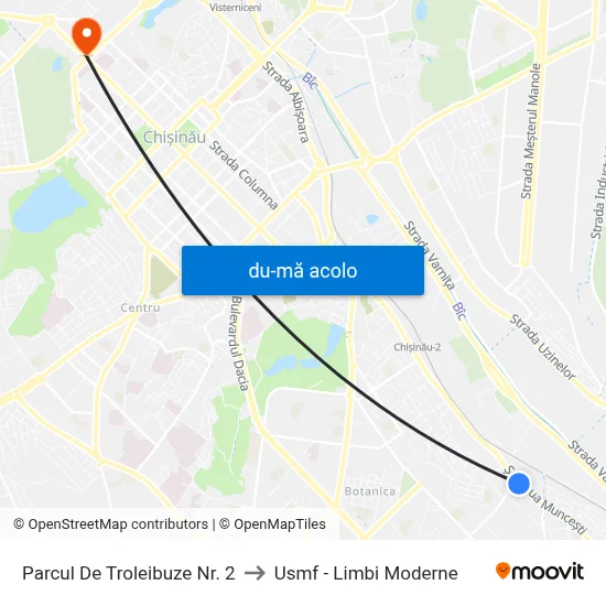 Harta de Parcul De Troleibuze Nr. 2 către Usmf - Limbi Moderne