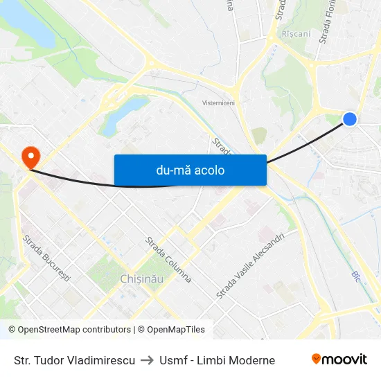 Harta de Str. Tudor Vladimirescu către Usmf - Limbi Moderne