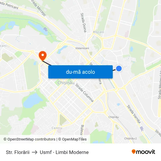 Harta de Str. Florării către Usmf - Limbi Moderne
