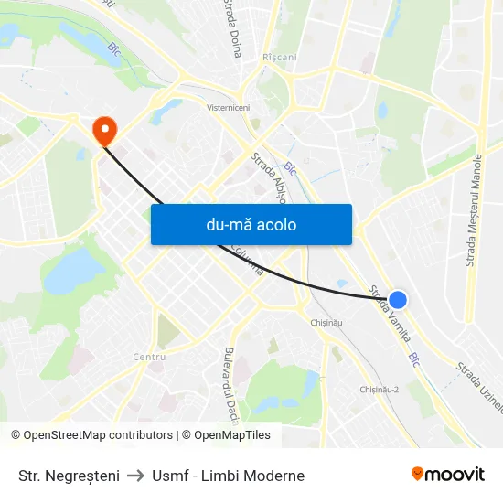 Harta de Str. Negreșteni către Usmf - Limbi Moderne