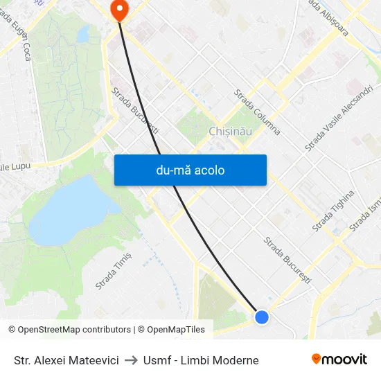 Harta de Str. Alexei Mateevici către Usmf - Limbi Moderne