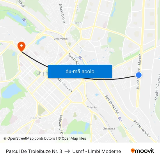 Harta de Parcul De Troleibuze Nr. 3 către Usmf - Limbi Moderne