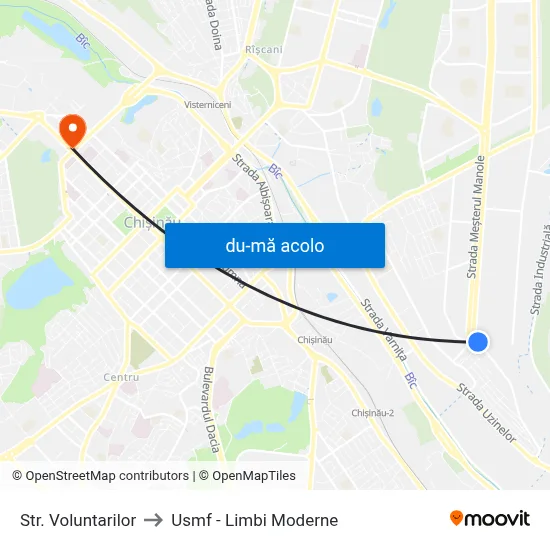 Harta de Str. Voluntarilor către Usmf - Limbi Moderne