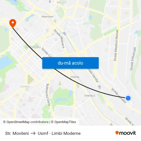 Harta de Str. Movileni către Usmf - Limbi Moderne