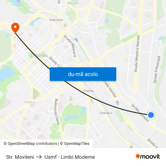 Harta de Str. Movileni către Usmf - Limbi Moderne
