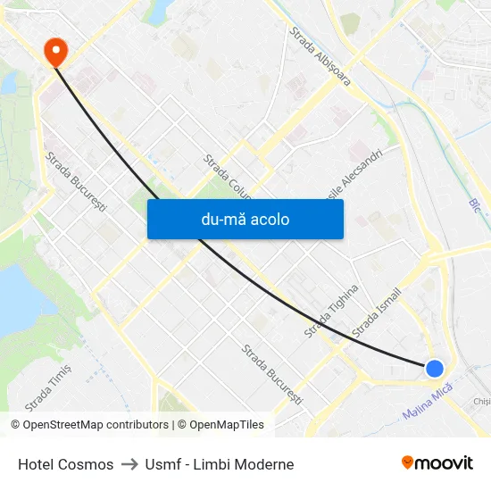 Harta de Hotel Cosmos către Usmf - Limbi Moderne