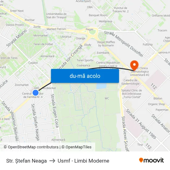 Harta de Str. Ștefan Neaga către Usmf - Limbi Moderne