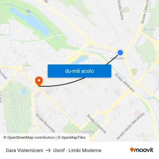 Harta de Gara Visterniceni către Usmf - Limbi Moderne