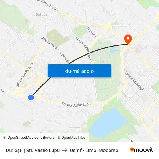 Harta de Durlești | Str. Vasile Lupu către Usmf - Limbi Moderne