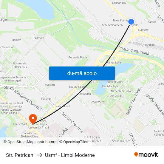 Harta de Str. Petricani către Usmf - Limbi Moderne