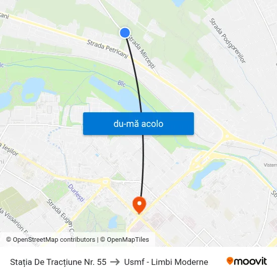 Harta de Stația De Tracțiune Nr. 55 către Usmf - Limbi Moderne