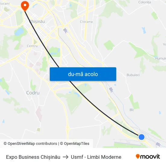 Harta de Expo Business Chișinău către Usmf - Limbi Moderne