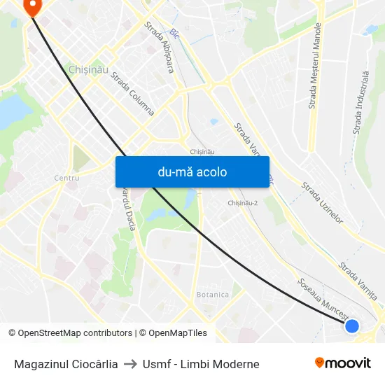 Harta de Magazinul Ciocârlia către Usmf - Limbi Moderne