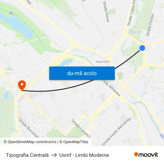 Harta de Tipografia Centrală către Usmf - Limbi Moderne
