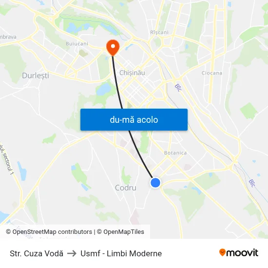 Harta de Str. Cuza Vodă către Usmf - Limbi Moderne