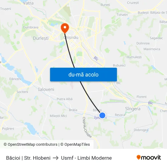 Harta de Băcioi | Str. Hlobeni către Usmf - Limbi Moderne
