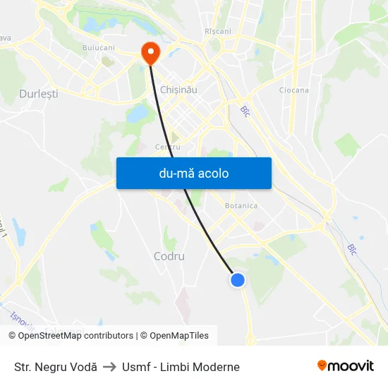 Harta de Str. Negru Vodă către Usmf - Limbi Moderne