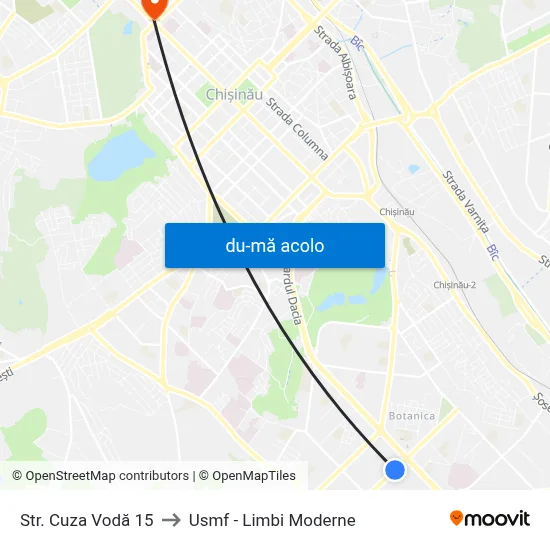 Harta de Str. Cuza Vodă 15 către Usmf - Limbi Moderne