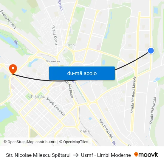 Harta de Str. Nicolae Milescu Spătarul către Usmf - Limbi Moderne