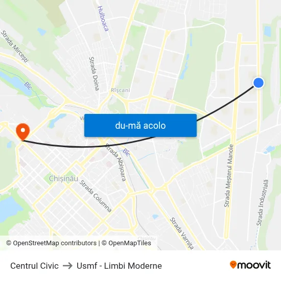 Harta de Centrul Civic către Usmf - Limbi Moderne
