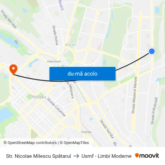 Harta de Str. Nicolae Milescu Spătarul către Usmf - Limbi Moderne