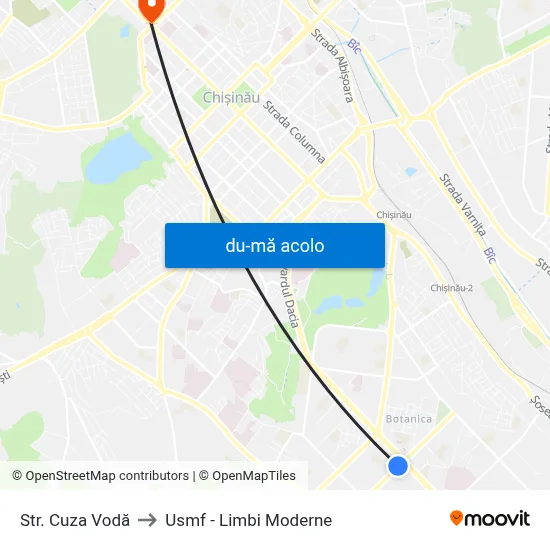 Harta de Str. Cuza Vodă către Usmf - Limbi Moderne