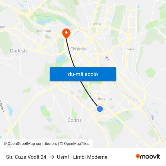 Harta de Str. Cuza Vodă 24 către Usmf - Limbi Moderne