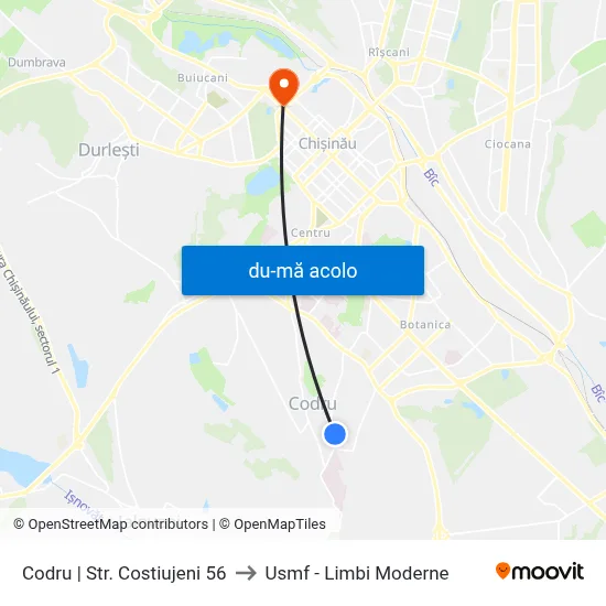 Harta de Codru | Str. Costiujeni 56 către Usmf - Limbi Moderne
