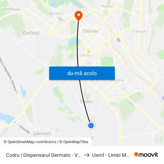 Harta de Codru | Dispensarul Dermato - Venerologic către Usmf - Limbi Moderne