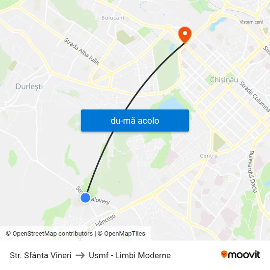 Harta de Str. Sfânta Vineri către Usmf - Limbi Moderne