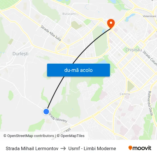 Harta de Strada Mihail Lermontov către Usmf - Limbi Moderne