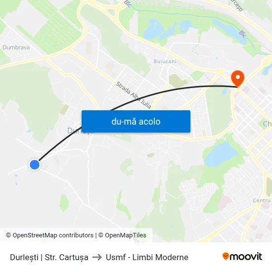 Harta de Durlești | Str. Cartușa către Usmf - Limbi Moderne