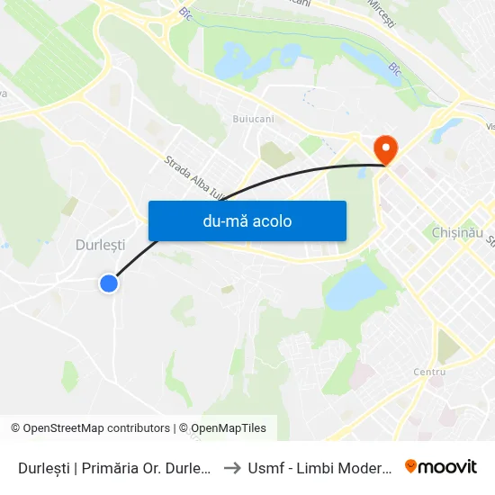 Harta de Durlești | Primăria Or. Durlești către Usmf - Limbi Moderne