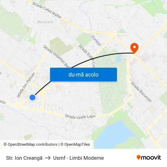 Harta de Str. Ion Creangă către Usmf - Limbi Moderne