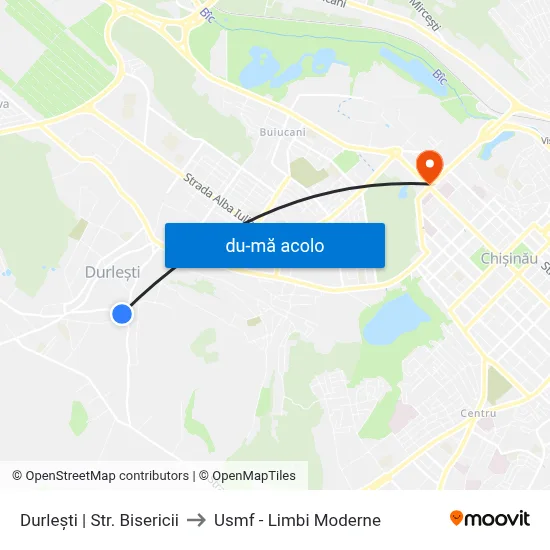 Harta de Durlești | Str. Bisericii către Usmf - Limbi Moderne