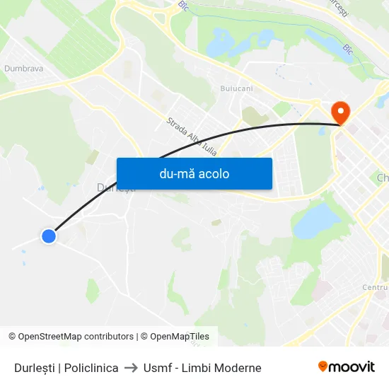 Harta de Durlești | Policlinica către Usmf - Limbi Moderne