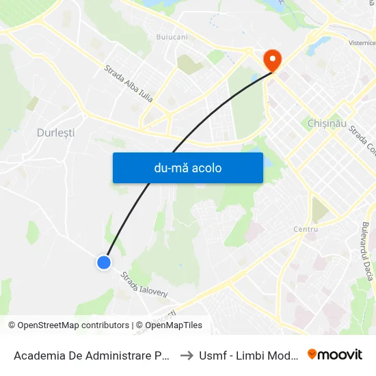 Harta de Academia De Administrare Publică către Usmf - Limbi Moderne