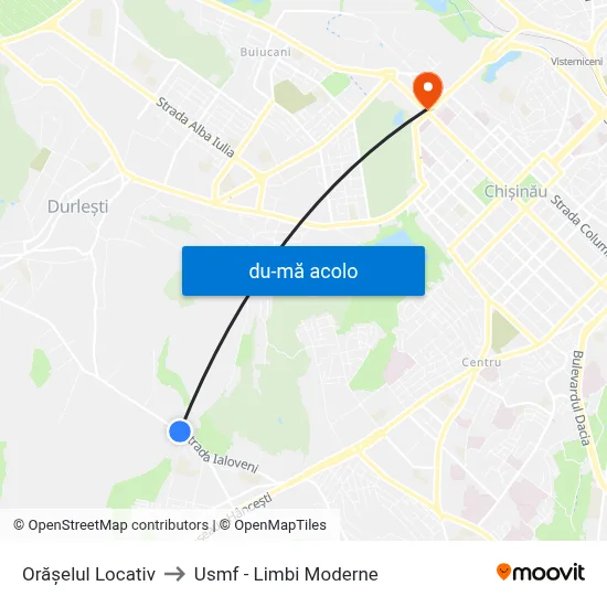 Harta de Orășelul Locativ către Usmf - Limbi Moderne