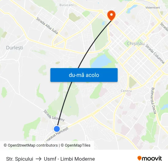 Harta de Str. Spicului către Usmf - Limbi Moderne