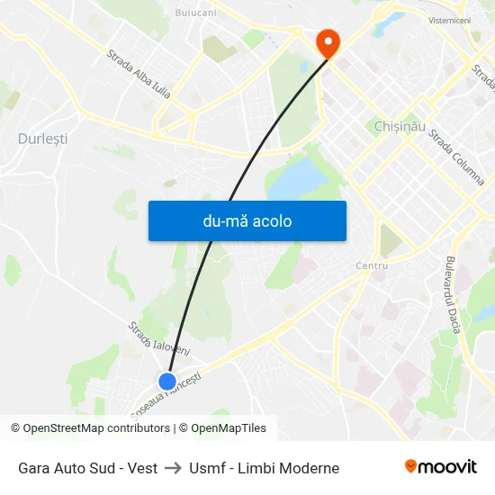 Harta de Gara Auto Sud - Vest către Usmf - Limbi Moderne
