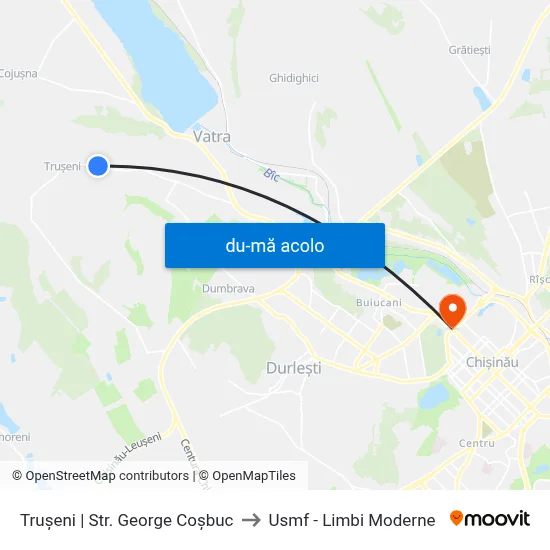 Harta de Trușeni | Str. George Coșbuc către Usmf - Limbi Moderne