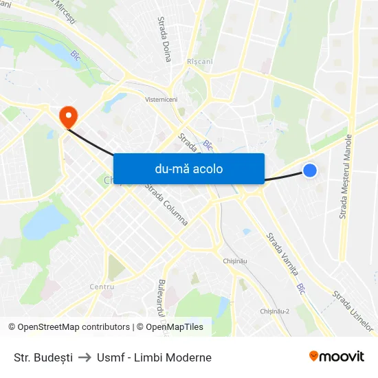 Harta de Str. Budești către Usmf - Limbi Moderne
